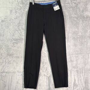 NWT New Izod Black Flat Front Stretch Pants Boys Size 16